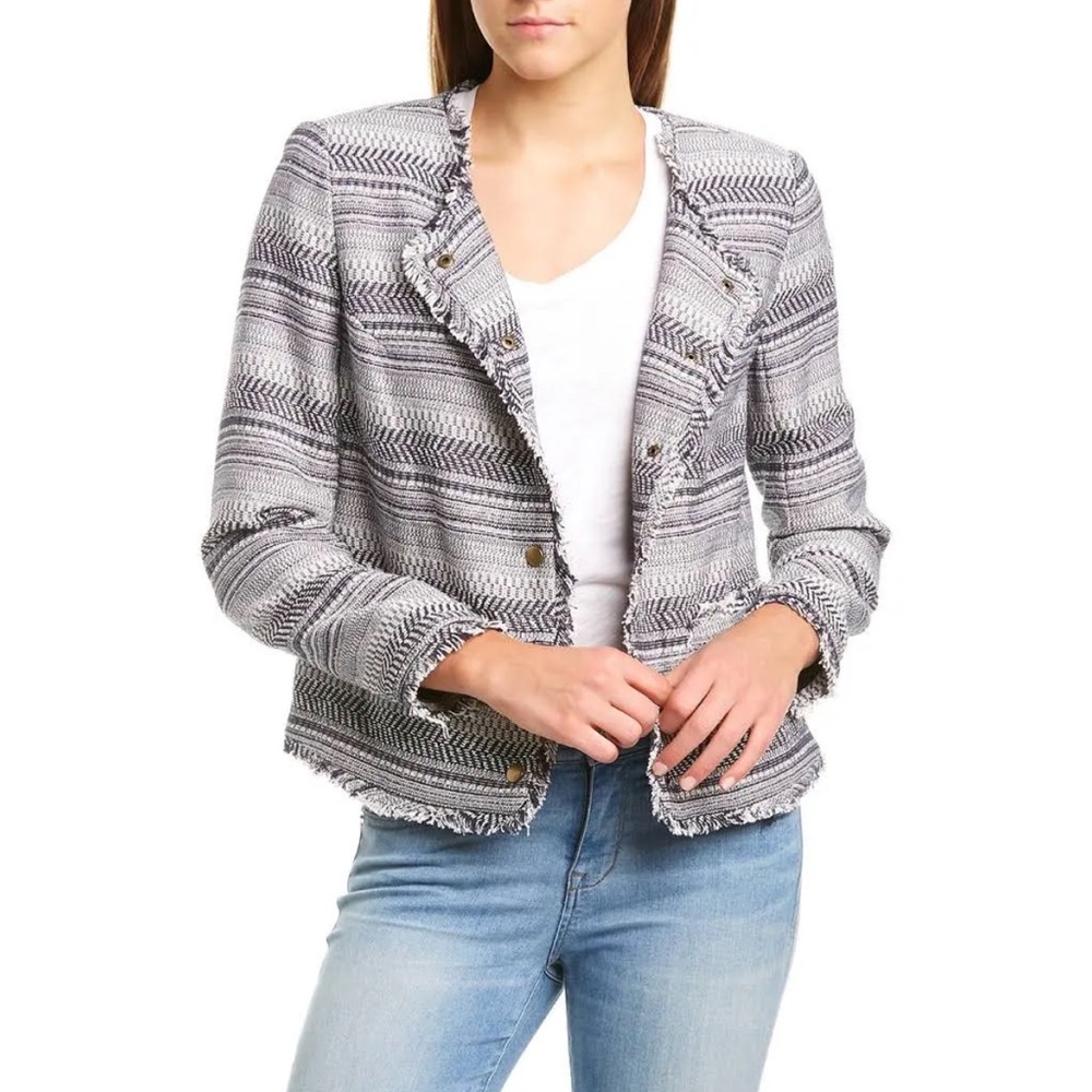 1. State | rustic fringe tweed jacket, size large